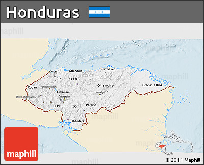 Classic Style 3D Map of Honduras, single color outside