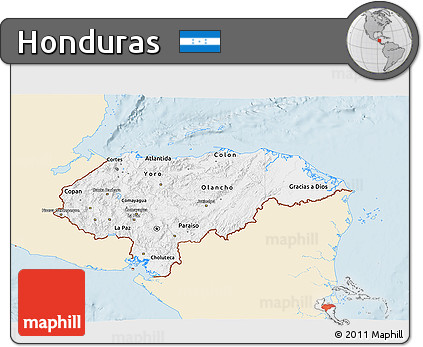 Classic Style 3D Map of Honduras, single color outside