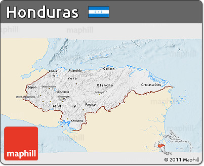 Classic Style 3D Map of Honduras, single color outside