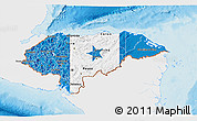 Flag 3D Map of Honduras, single color outside, shaded relief sea, flag aligned to the middle