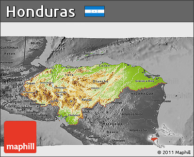 Physical 3D Map of Honduras, darken, desaturated