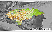 Physical 3D Map of Honduras, darken, desaturated