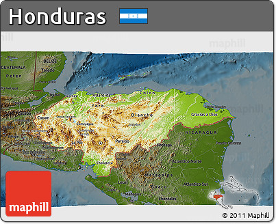 Physical 3D Map of Honduras, darken