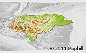 Physical 3D Map of Honduras, lighten, desaturated