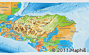 Physical 3D Map of Honduras, political outside