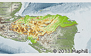 Physical 3D Map of Honduras, semi-desaturated