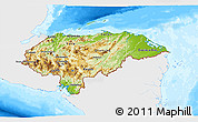 Physical 3D Map of Honduras, single color outside, bathymetry sea