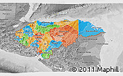 Political 3D Map of Honduras, desaturated