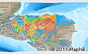 Political 3D Map of Honduras, semi-desaturated, land only