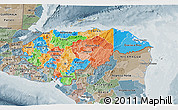 Political 3D Map of Honduras, semi-desaturated