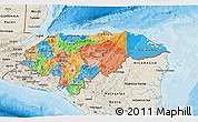 Political 3D Map of Honduras, shaded relief outside, bathymetry sea