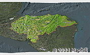 Satellite 3D Map of Honduras, darken, semi-desaturated