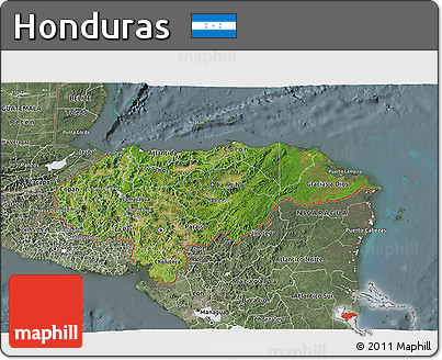 Satellite 3D Map of Honduras, semi-desaturated