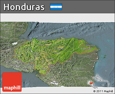 Satellite 3D Map of Honduras, semi-desaturated