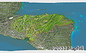 Satellite 3D Map of Honduras, semi-desaturated, land only