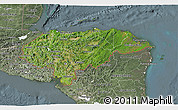 Satellite 3D Map of Honduras, semi-desaturated