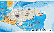 Shaded Relief 3D Map of Honduras, political shades outside, shaded relief sea