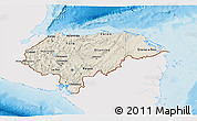 Shaded Relief 3D Map of Honduras, single color outside