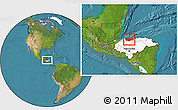 Satellite Location Map of Atlantida, highlighted country