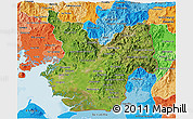 Satellite 3D Map of Choluteca, political shades outside