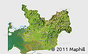 Satellite 3D Map of Choluteca, single color outside
