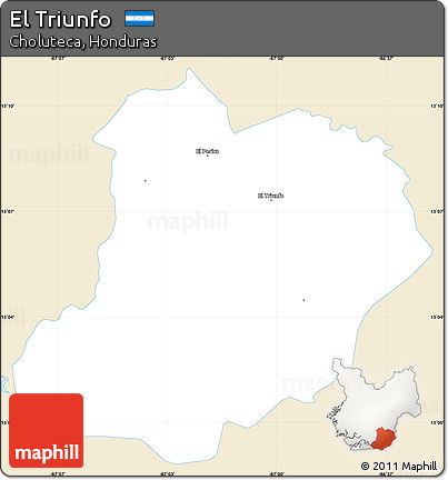 Classic Style Simple Map of El Triunfo, single color outside
