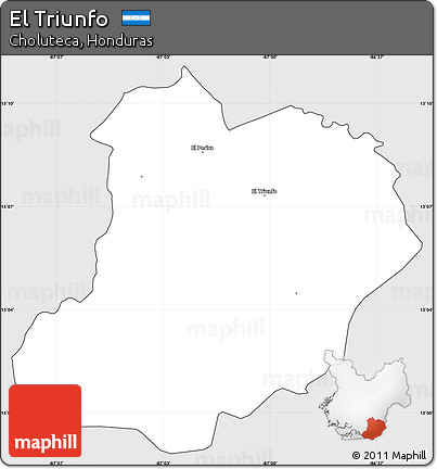 Silver Style Simple Map of El Triunfo, cropped outside