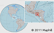 Gray Location Map of Choluteca, within the entire country, hill shading