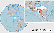 Gray Location Map of Choluteca, highlighted country, hill shading