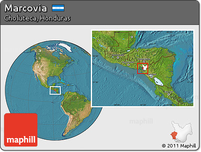 Satellite Location Map of Marcovia, highlighted parent region