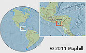 Savanna Style Location Map of Marcovia, within the entire country, hill shading