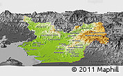 Physical Panoramic Map of Choluteca, darken, desaturated