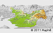 Physical Panoramic Map of Choluteca, lighten, desaturated