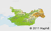 Physical Panoramic Map of Choluteca, single color outside