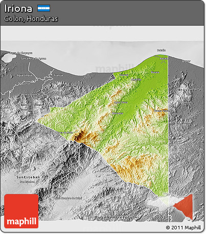 Physical 3D Map of Iriona, desaturated