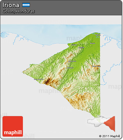 Physical 3D Map of Iriona, single color outside