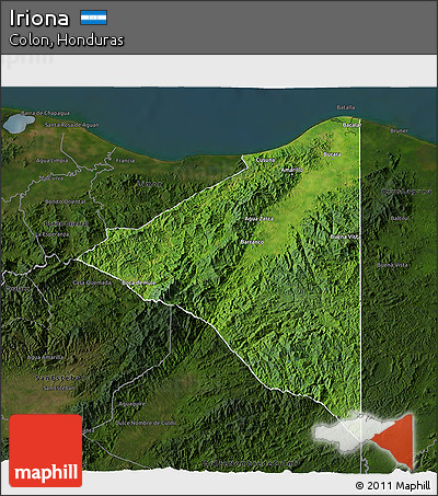 Satellite 3D Map of Iriona, darken