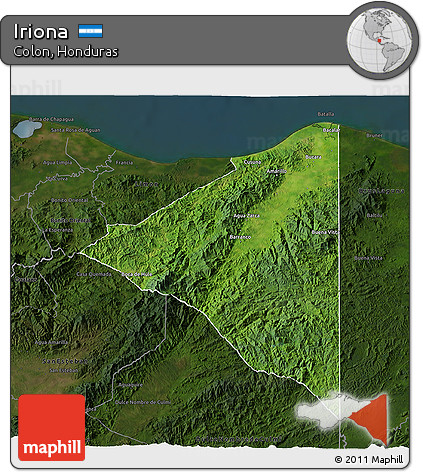Satellite 3D Map of Iriona, darken