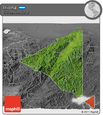 Satellite 3D Map of Iriona, desaturated