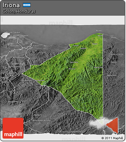 Satellite 3D Map of Iriona, desaturated