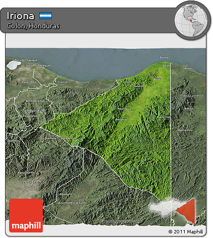 Satellite 3D Map of Iriona, semi-desaturated