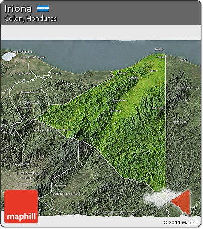 Satellite 3D Map of Iriona, semi-desaturated