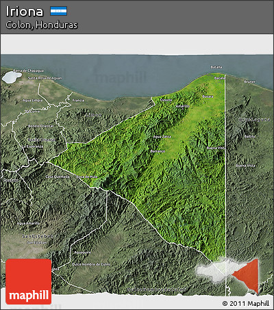 Satellite 3D Map of Iriona, semi-desaturated