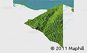 Satellite 3D Map of Iriona, single color outside
