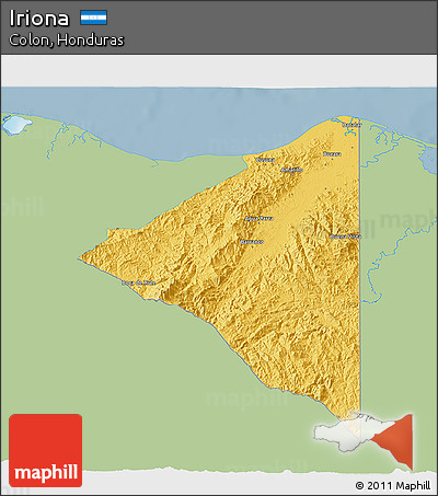Savanna Style 3D Map of Iriona, single color outside