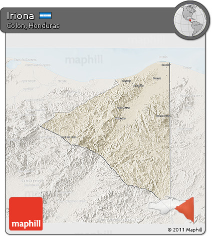 Shaded Relief 3D Map of Iriona, lighten