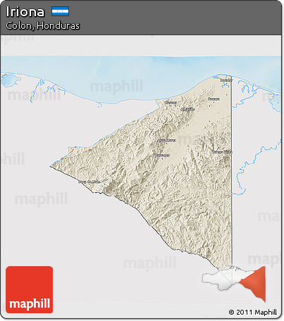 Shaded Relief 3D Map of Iriona, single color outside