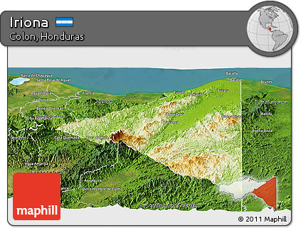 Physical Panoramic Map of Iriona, satellite outside