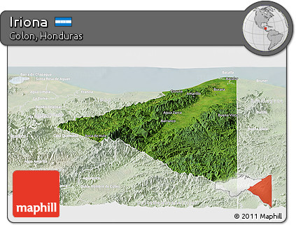 Satellite Panoramic Map of Iriona, lighten