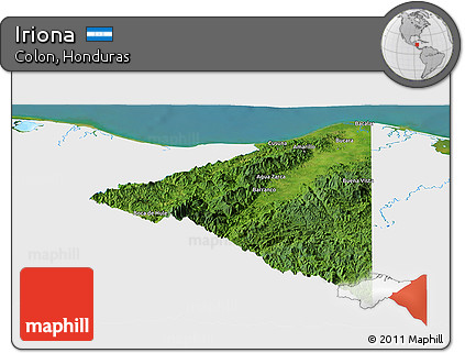 Satellite Panoramic Map of Iriona, single color outside
